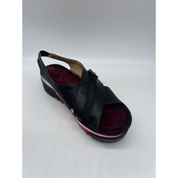 Adrienne Vittadini Women Black Slingback Platform Cross Front Sandal Size 8 - Picture 2 of 10